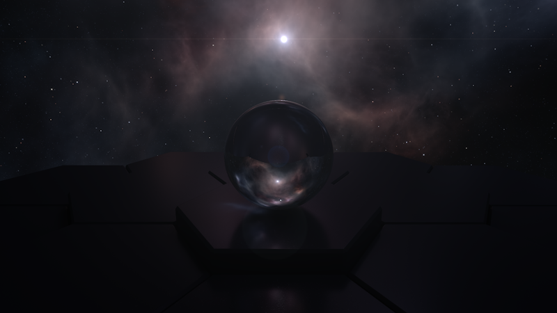 An example of what a HDRi space sphere map would look like when rendered in a scene as a skydome or skybox background