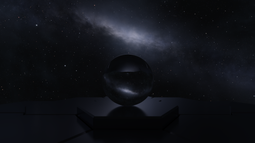 An example of what a HDRi space sphere map would look like when rendered in a scene as a skydome or skybox background